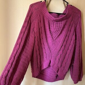 Express Women's Cable Knit Sweater - Magenta